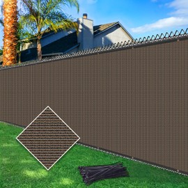 Cisvio 6ftx50ft Fence Privacy Screen Heavy Duty 170 GSM Windscreen & Dustproof Fabric Privacy Screen Covering Mesh Fencing for Outdoor Patio, Balcony, Pool Deck, Brown