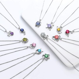 Aurora Tears Aries Necklace 925 Sterling Sliver 12 Zodiac Pendant Constellation April Birthstone Necklaces CZ Horoscope Jewellery Gift for Women and Girls DP0134B