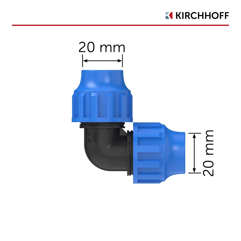 90 ° Angled 2XØ20 MM Connection PP Plastic Screw Cold