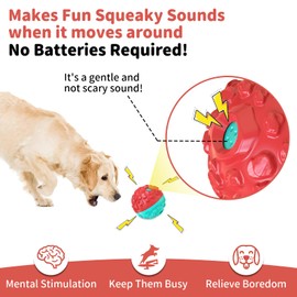 JoyBruko Dog Ball for Aggressive Chewers - Interactive Dog Toy Balls Fun Squeaky Sound to Keep Them Busy, Durable for Small Medium Large Breeds, Rubber Pet Chew Toys, As Seen on TV, Blue & Red