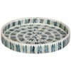 Coastal Home 12 in Round Blue Capiz Tray 15'' Blue