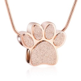 VCCWYQK Paw Print Urn Collar for Ashes for Pet Women Men Cremation Jewellery for Ashes Urn Collar Keepsake Jewellery Ash Pendant Memorial Gifts (Pink)