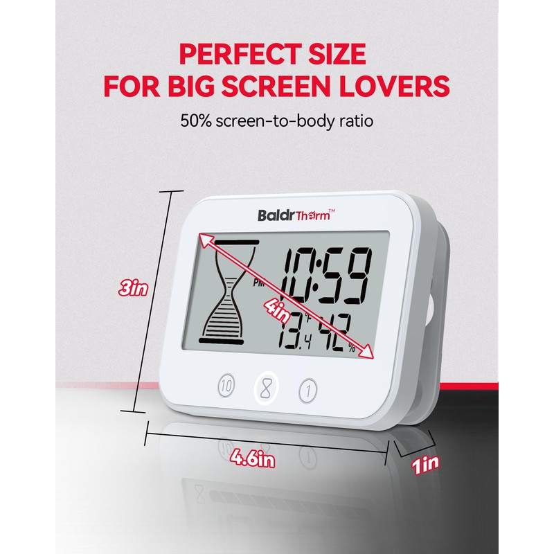 Baldrtherm Shower Clock, Works as a Countdown Timer, Real-time Clock,