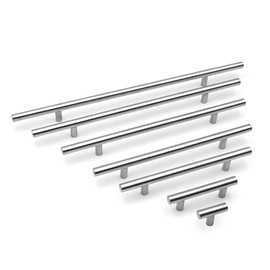 BOZONLI Silver Stainless Steel Furniture Handles, Cabinet Handles, Handles for Kitchen Cabinets, Cupboard Drawer Door Handle, 50 mm Single Hole, Pack of 6