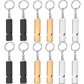 Qtopun Emergency Survival Whistle, 12 Packs Outdoor Loudest Aluminum Whistles Double Tubes Slim Rescue Whistle for Swimming Training Camping Hiking, Hunting, Boating