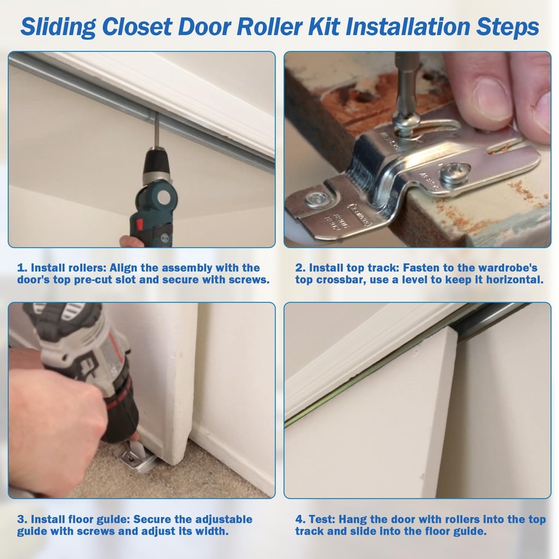5 PCS Sliding Closet Door Roller Kit,（1 x MP6560 +4