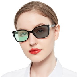OCCI CHIARI Transition Photochromic Bifocal Reading Glasses Womens,Large Clear UV Protection Sunglasses Readers1.0 1.5 2.0 2.5 3.0 3.5 4.0(Black +350)