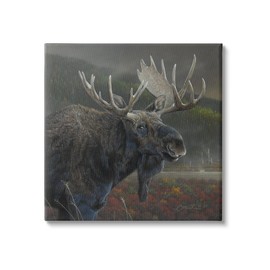Stupell Industries Moose Dark Forest Landscape Canvas Wall Art, Design by Daniel Smith