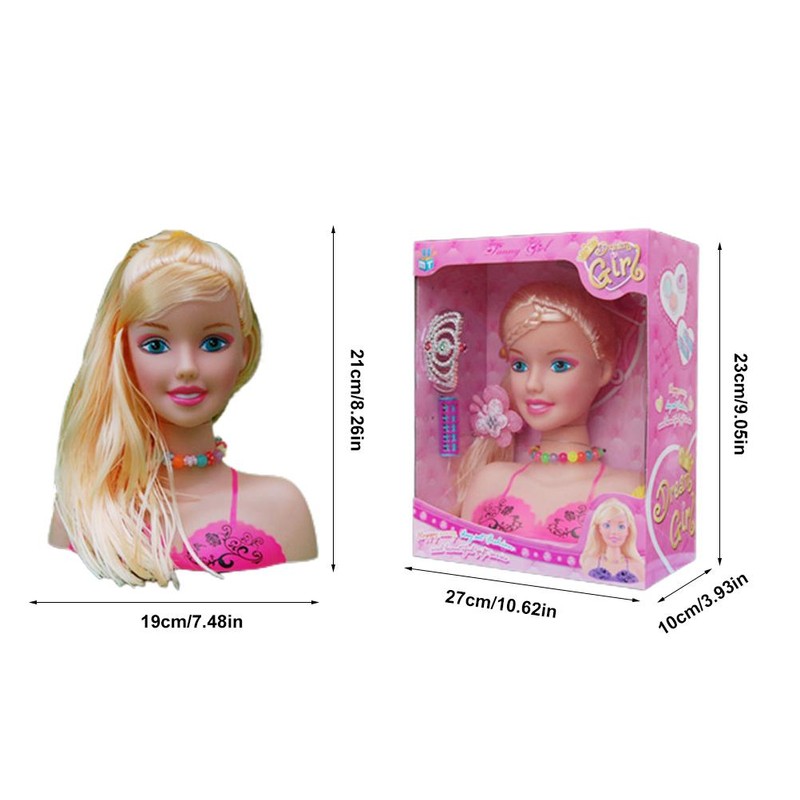 Makeup Pretend Playset for Children 17Pcs Hairdressing Styling Head Doll