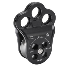 30KN Hitch Climber Pulley, Arborist Rescue Equipment, Dual Bearing, Rigging and Tree Climbing Hauling Pulley