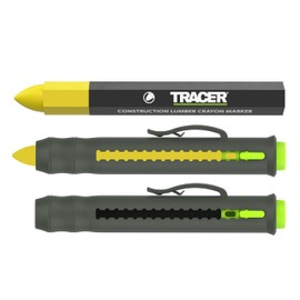 Tracer Lumber Crayon Marker Holder with Yellow Lumber Crayon - Construction Crayon Marker with extending mechanism and Inbuilt Shirt/Trouser Clip