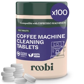 Roobi Espresso Machine Cleaning Tablets. Coffee Machine Cleaner Tabs. 100 Count Carbon Neutral Espresso Clean Pack.