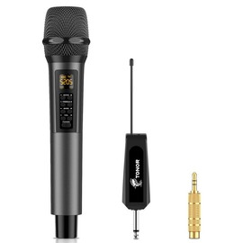 TONOR Wireless Microphone with Treble/Bass/Echo, Dynamic Handheld Singing Mic with Receiver, 30 UHF Adjustable Frequencies, Black Karaoke System Audio - Style: 2 Mic
