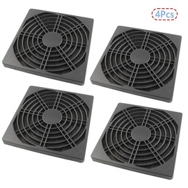 Adyoney 4 Pcs 120mm Black Square Plastic Cooling Fan Filter Cover, Dust Screen for Filter Fan Chassis, for PC Computer Case, Server Case, Mesh Design for Effective Dust Protection