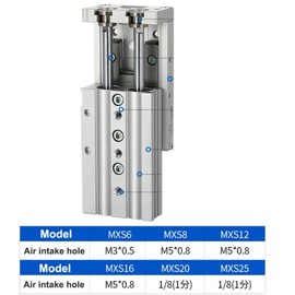 WOWCLEDED Air Slide Table air Pneumatic Cylinder MXS6-10 MXS8-20 MXS12-30 MXS16-40 MXS20-50 MXS25-75 MXS6-20 MXS8-30 MXS16-50 100(Mxs16,40mm Stroke)