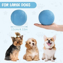 DEWEL Dog Toy, Interactive Dog Toy, Pet Treat Dispenser, Indestructible Tooth Ball, Teeth Cleaning Ball, Blue (11cm)