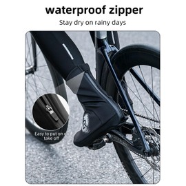 ROCKBROS Cycling Shoe Covers Winter Thermal Windproof Full Bicycle Overshoes for Men and Women Mountain Road Bike Shoes Water Resistant Black