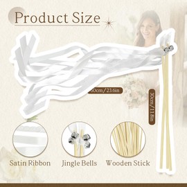 Herbst Wedding Wands with Large Bell and Wedding Ribbons, Pack of 30, White Trellis Wedding Registry Office Surprise for Weddings, Birthdays, Christmas, Parties, Holiday Parties Used