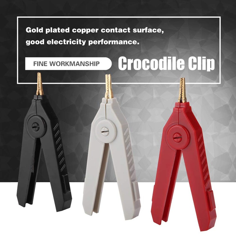 Kelvin Test Clip, Walfront P2004 3-Piece Gold-Plated Copper Crocodile Clamp,