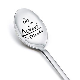 Always Friends Spoons for Him Her Best Friend Engraved Coffee Tea Spoon Gift for Sisters Birthday Gifts for Friendship Besties Christmas Gift for Women Men Peanut Butter Dinner Spoons