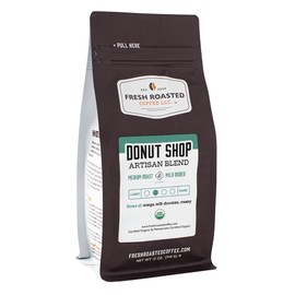 Fresh Roasted Coffee, Organic Donut Shop, 12 oz, Medium Roast, Kosher, Ground