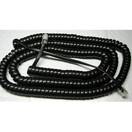 Flat Black 25 Ft Long Handset Cords Polycom Compatible VVX Series IP Phone 201 250 300 301 310 311 350 400 401 410 411 450 500 510 600 601 Receiver Charcoal Curly Coil
