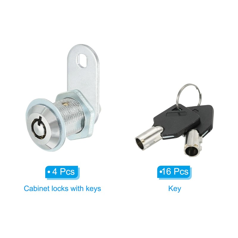 PATIKIL 4pcs 1"(25mm) Key Arrival Cam Lock Cylinder Zinc Alloy