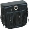Leather Motorcycle Sissy Bar Bag with Braid, Fringes, and Concho