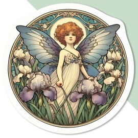 Azeeda 4 x 'Iris Garden Fairy' White Premium Vinyl Decal Stickers – Waterproof, Durable & Easy to Apply - Ideal for Car Bumpers, Windows, Bins and More (DW00145852)