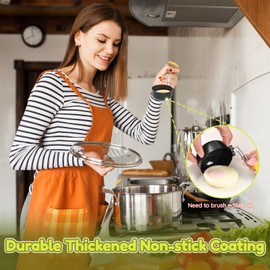 Foldable 2-Pack Egg Poacher Insert with Nonstick Coating – Universal Hanging Ear Design, Silicone Handle, Stainless Steel Poached Egg Cups (Dishwasher Safe)