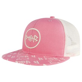 BASSDASH Flat Brim Trucker Cap Adjustable Snapback Hat Mesh Back for Men Women, Pink, One Size