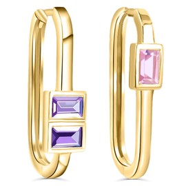 Nobel Schmuck Women's Earrings 925 Silver Cubic Zirconia Baguette Cut Minimalist, Silver, Cubic Zirconia