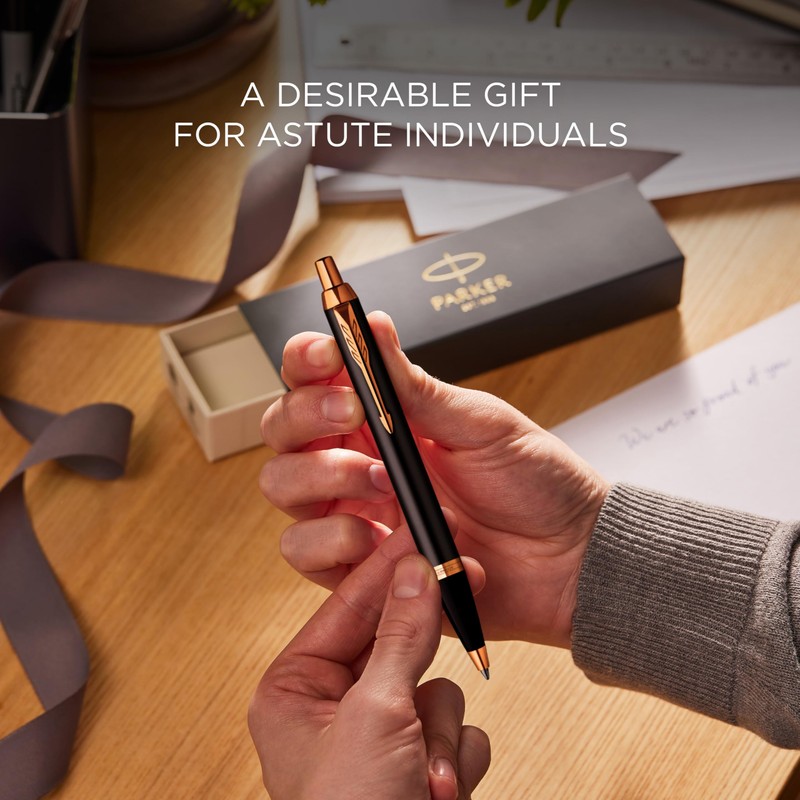 PARKER IM Ballpoint Pen | Grey Lacquer with Gold Trims