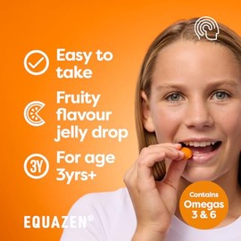 Equazen® Omega 3 & 6 Jelly for Kids, Brain & Cognitive Support, DHA, EPA & GLA, Clinically Researched 9:3:1 Formula, Fruity Flavour, Easy to Swallow, Age 3+, 30 Pack