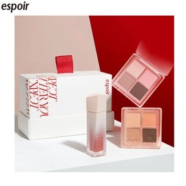 ESPOIR Couture Lip Tint Blur Velvet & Dewy Glowy With Eye Palette Set 2items, Tint#$%Shadow:[DEWY] Young & Peachy-Coral Linen