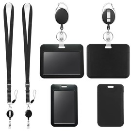 4 Piezas Porta Gafete Hombres y Mujeres丨Porta Credencial Vertical Mosquetón Retráctil y Lanyard Desmontable, Soporte para Tarjetas de Identificación, Acceso y Pases, Incluye Clip de Cinturón