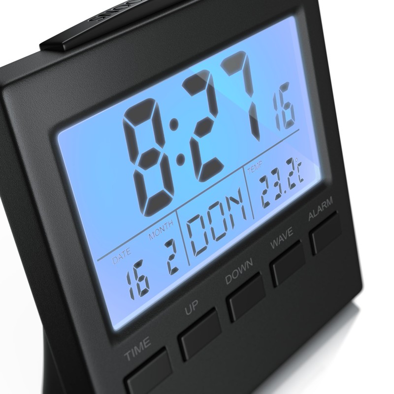 CSL - Funkwecker digital mit Temperaturanzeige - DCF-Funkuhr Reisewecker -