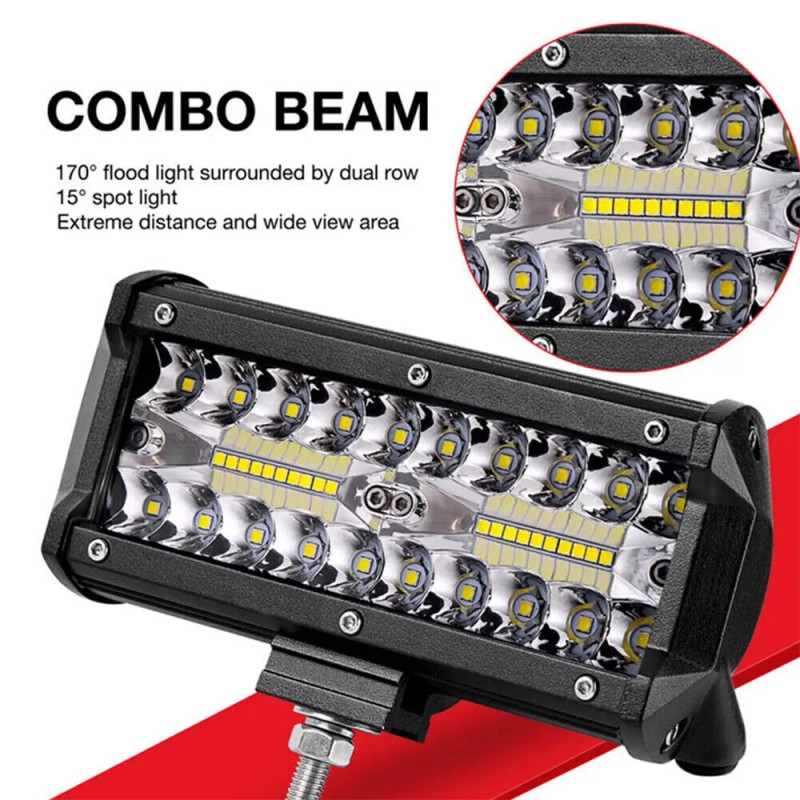 7"inch LED 2400W Work Light Bar Flood Spot Combo Fog