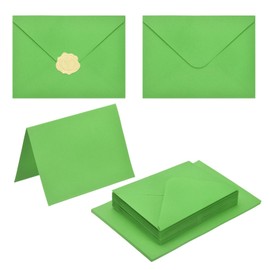 PATIKIL 20Pack Grass Green 5x7 Envelopes with Cards, V Flap A7 Envelopes with Cardstock & Gold Stickers for Greeting Cards Wedding Greeting Birthday Invitations Letter Mailing