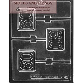 Number 60 plain Square lolly Chocolate Candy Mold, 60th lolly Chocolate Candy Mold With Candy Making Instruction