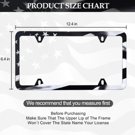 LIN KANG Black American Flag License Plate Frames - 2 Pack Patriotic Aluminum Metal Rust-Proof US Flag Car Decorative Tag Plate Frame Holder Covers with 4 Fluttering Flag Tire Valve Caps and Screws