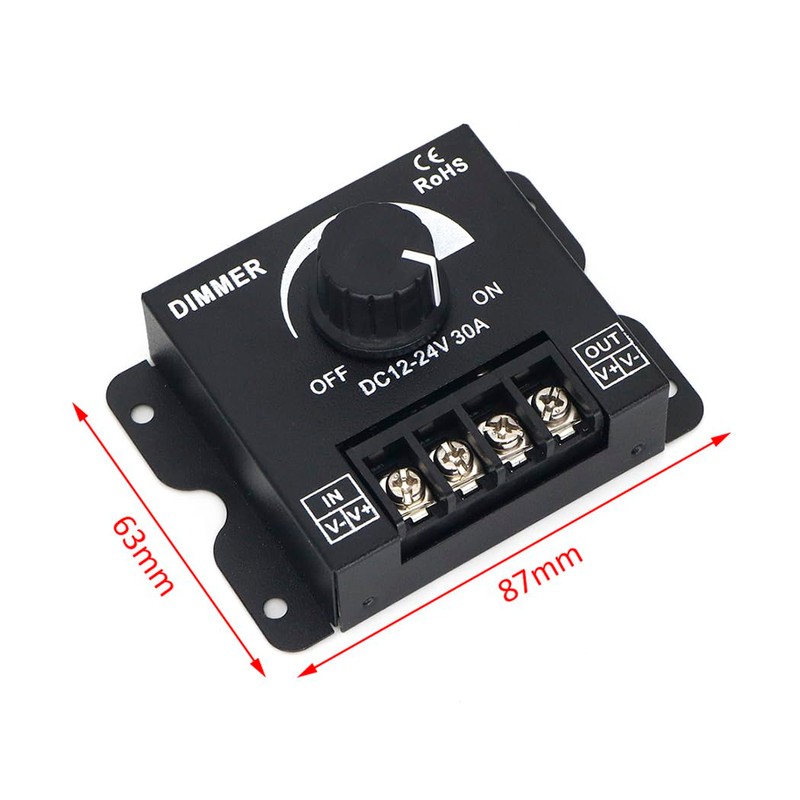 HiLetgo 2-in-1 LED Dimmer Switch 12V-24V 30A 360W Adjustable Voltage