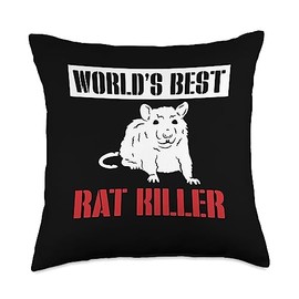 Exterminator Design Pest Fighter Worlds Best Rat Killer Exterminator Pest Control Throw Pillow, 18x18, Multicolor