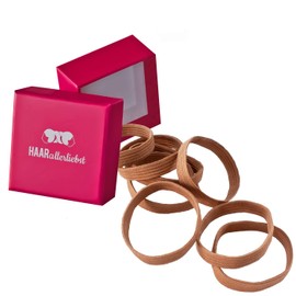 HAARallerliebst Hair Bobbles Extra Wide (Pack of 8) Dark Beige 5 cm with Storage Box (Box Colour: Pink)