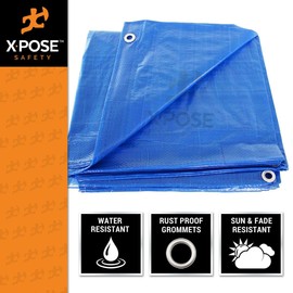 Better Blue Poly Tarp 10' x 20' - Multipurpose Protective Cover - Lightweight, Durable, Waterproof, Weather Proof - 5 Mil Thick Polyethylene - by Xpose Safety