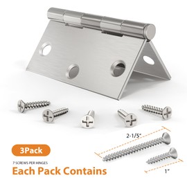 AmzGod Door Hinges Brushed Nickel - 3 Pack Nickel Door Hinges 3.5 Inch Interior Satin Nickel Door Hinges with Square Corner - 3 1/2 Inch Silver Hardware Door Hinges for Residential Standard Door