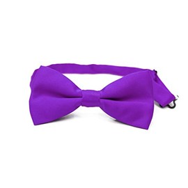 Classic Mens Womens Clip-On Banded Bow Tie Pre Tied Plain Dickie Bowtie (Purple)