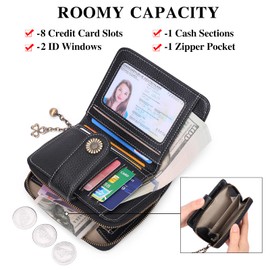 SENDEFN Women's Small Purse, Women's Genuine Leather, with Coin Compartment, Small Zip Wallet, Card Holder, with RFID Blocker, Modern