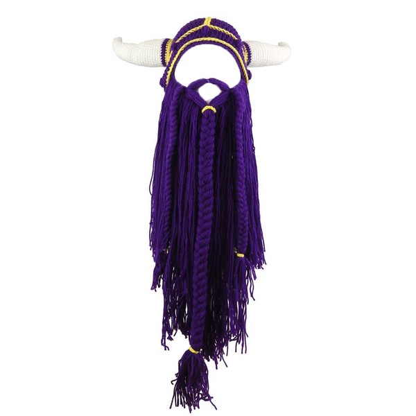 WUODHTW Men's Head Barbarian Vagabond Beanie Long Beard Viking Knit