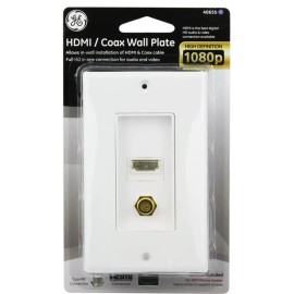 GE High Speed Ethernet HDMI Coaxial Coax White Wall Face Plate Connector Jack 40655